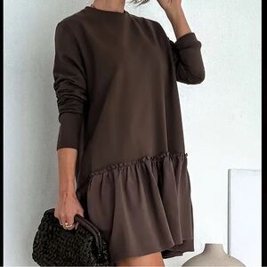 Elegant Brown Long Sleeve Dress